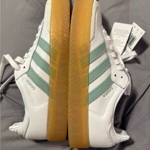 Adidas Samba White and Mint Sneakers
